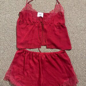 Daisy Daisy TV Red Chantilly Camisole and Shorts